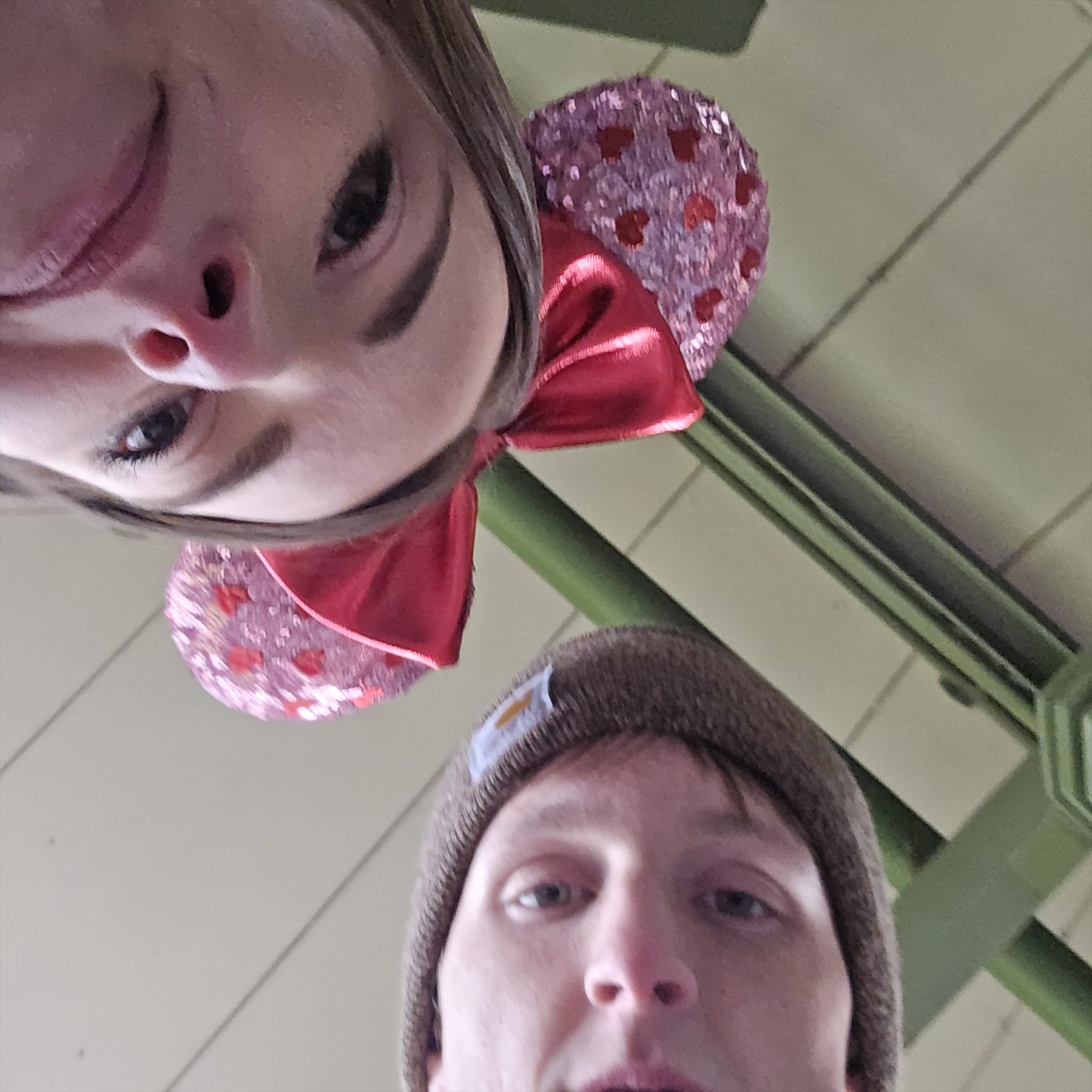 A playful selfie of Hannah and Lucas