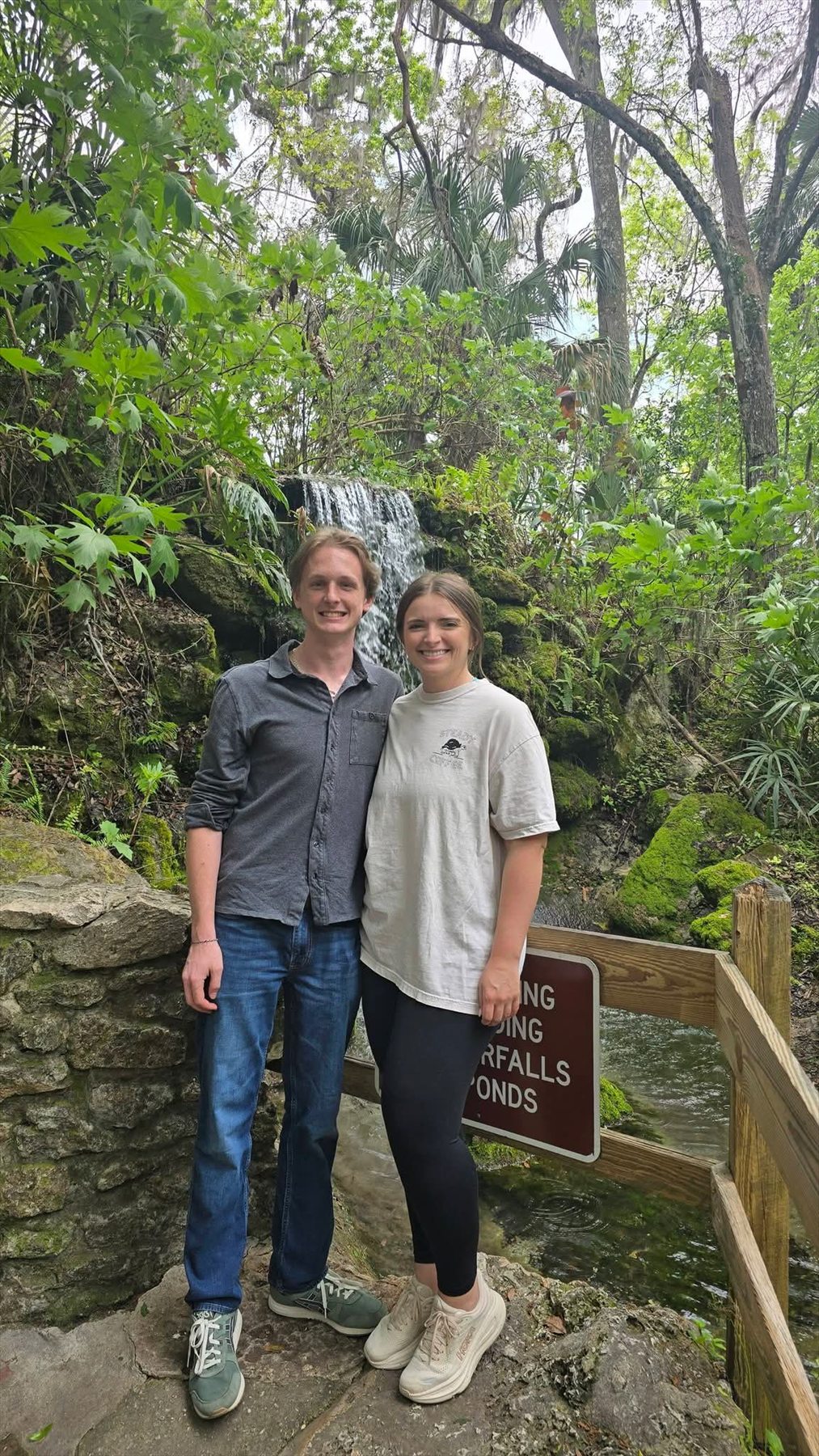 Hannah and Lucas visiting a waterfall