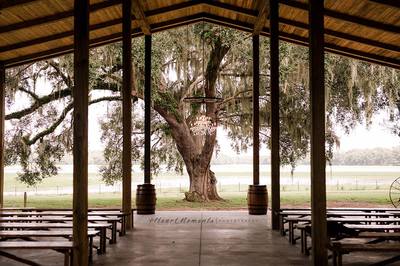 Empty open-air ceremony pavilion at The Lakeside Ranches